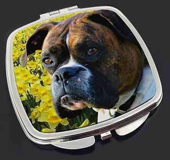 Boxer Dog with Daffodils Make-Up Compact Mirror