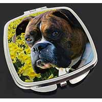 Boxer Dog with Daffodils Make-Up Compact Mirror