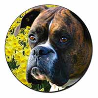 Boxer Dog with Daffodils Fridge Magnet Printed Full Colour