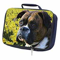 Boxer Dog with Daffodils Navy Insulated School Lunch Box/Picnic Bag