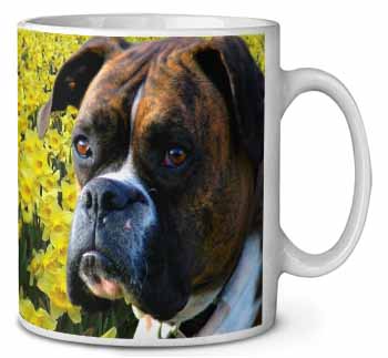 Boxer Dog with Daffodils Ceramic 10oz Coffee Mug/Tea Cup