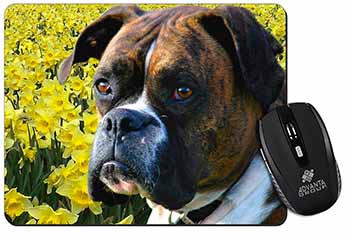 Boxer Dog with Daffodils Computer Mouse Mat