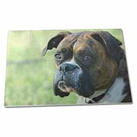 Large Glass Cutting Chopping Board Brindle and White Boxer Dog