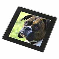 Brindle and White Boxer Dog Black Rim High Quality Glass Coaster