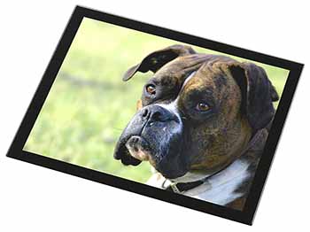 Brindle and White Boxer Dog Black Rim High Quality Glass Placemat