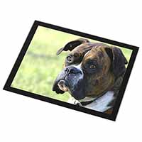 Brindle and White Boxer Dog Black Rim High Quality Glass Placemat