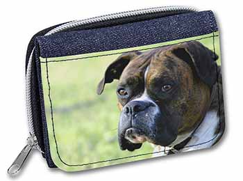 Brindle and White Boxer Dog Unisex Denim Purse Wallet