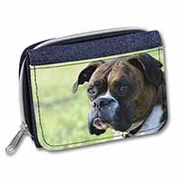 Brindle and White Boxer Dog Unisex Denim Purse Wallet