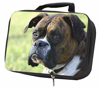 Brindle and White Boxer Dog Black Insulated School Lunch Box/Picnic Bag