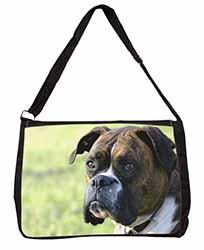 Brindle and White Boxer Dog Large Black Laptop Shoulder Bag School/College