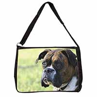 Brindle and White Boxer Dog Large Black Laptop Shoulder Bag School/College