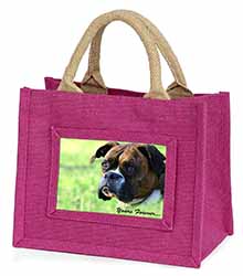 Brindle and White Boxer Dog "Yours Forever..." Little Girls Small Pink Jute Shop