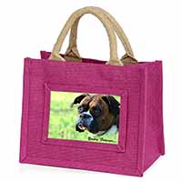Brindle and White Boxer Dog "Yours Forever..." Little Girls Small Pink Jute Shop
