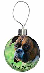 Brindle and White Boxer Dog "Yours Forever..." Christmas Bauble