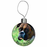 Brindle and White Boxer Dog "Yours Forever..." Christmas Bauble