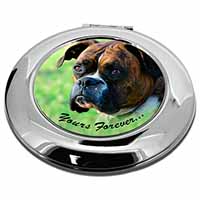 Brindle and White Boxer Dog "Yours Forever..." Make-Up Round Compact Mirror