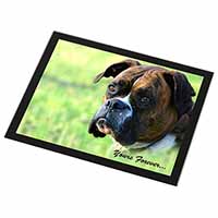 Brindle and White Boxer Dog "Yours Forever..." Black Rim High Quality Glass Plac