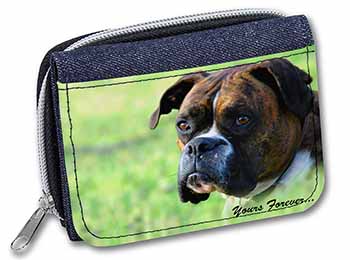 Brindle and White Boxer Dog "Yours Forever..." Unisex Denim Purse Wallet