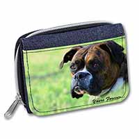 Brindle and White Boxer Dog "Yours Forever..." Unisex Denim Purse Wallet