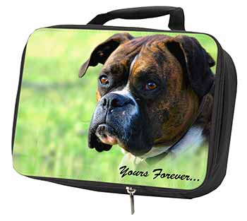 Brindle and White Boxer Dog "Yours Forever..." Black Insulated School Lunch Box/