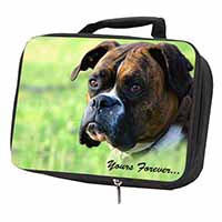 Brindle and White Boxer Dog "Yours Forever..." Black Insulated School Lunch Box/