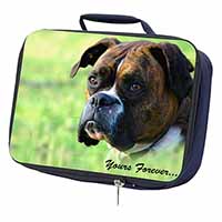 Brindle and White Boxer Dog "Yours Forever..." Navy Insulated School Lunch Box/P