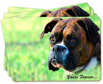 Brindle and White Boxer Dog "Yours Forever..." Picture Placemats in Gift Box