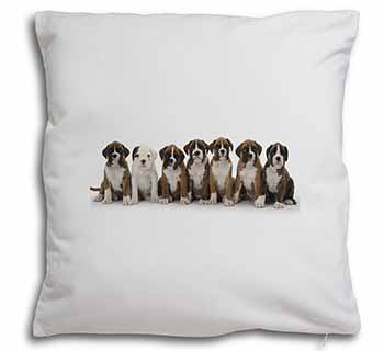 Boxer Dog Puppies Soft White Velvet Feel Scatter Cushion