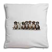 Boxer Dog Puppies Soft White Velvet Feel Scatter Cushion