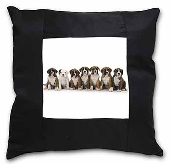 Boxer Dog Puppies Black Satin Feel Scatter Cushion