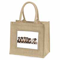 Boxer Dog Puppies Natural/Beige Jute Large Shopping Bag