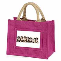 Boxer Dog Puppies Little Girls Small Pink Jute Shopping Bag