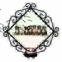 Boxer Dog Puppies Wrought Iron Wall Art Candle Holder