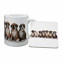 Boxer Dog Puppies Mug and Coaster Set