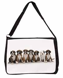 Boxer Dog Puppies Large Black Laptop Shoulder Bag School/College