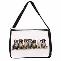 Boxer Dog Puppies Large Black Laptop Shoulder Bag School/College