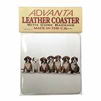 Boxer Dog Puppies Single Leather Photo Coaster