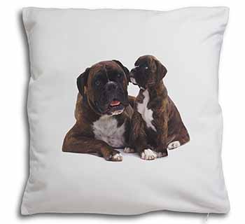 Boxer Dog Puppy Soft White Velvet Feel Scatter Cushion
