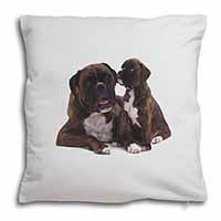 Boxer Dog Puppy Soft White Velvet Feel Scatter Cushion
