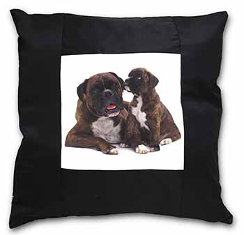 Boxer Dog Puppy Black Satin Feel Scatter Cushion