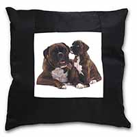 Boxer Dog Puppy Black Satin Feel Scatter Cushion