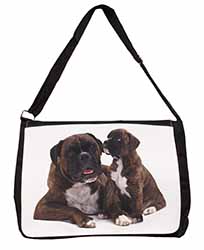 Boxer Dog Puppy Large Black Laptop Shoulder Bag School/College