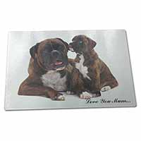 Large Glass Cutting Chopping Board Boxer Dog+Puppy 