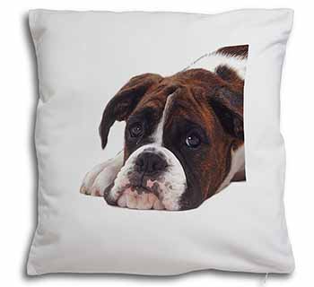 Boxer Dog Soft White Velvet Feel Scatter Cushion