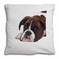 Boxer Dog Soft White Velvet Feel Scatter Cushion