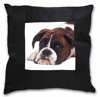 Boxer Dog Black Satin Feel Scatter Cushion