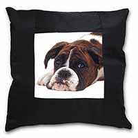 Boxer Dog Black Satin Feel Scatter Cushion