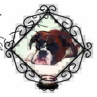 Boxer Dog Wrought Iron Wall Art Candle Holder