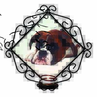 Boxer Dog Wrought Iron Wall Art Candle Holder