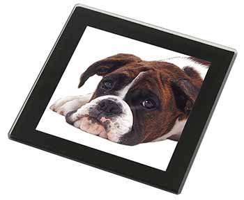 Boxer Dog Black Rim High Quality Glass Coaster